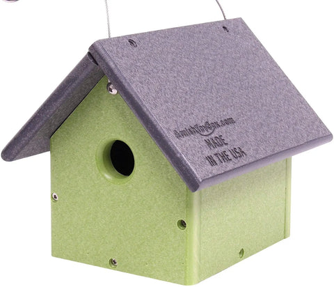 Amish-Made Eco-Friendly Birdhouse for Chickadees and Wrens 8 Inch Poly Lumber Nest Box | Made in USA Amish Toy Box  Bird House