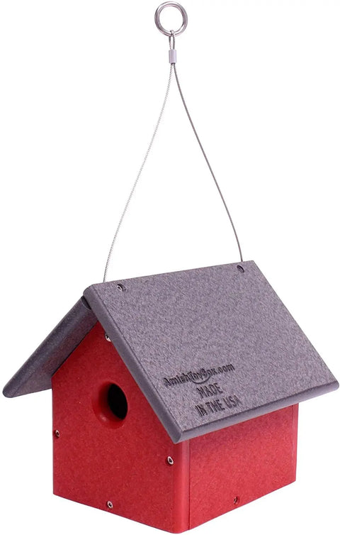 Amish-Made Eco-Friendly Birdhouse for Chickadees and Wrens 8 Inch Poly Lumber Nest Box | Made in USA Amish Toy Box  Bird House