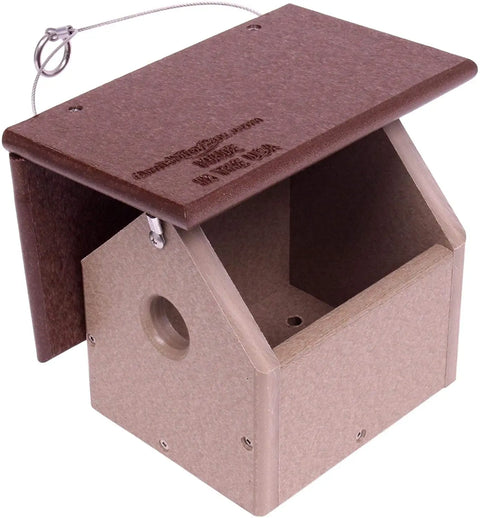 Amish-Made Eco-Friendly Birdhouse for Chickadees and Wrens 8 Inch Poly Lumber Nest Box | Made in USA Amish Toy Box  Bird House