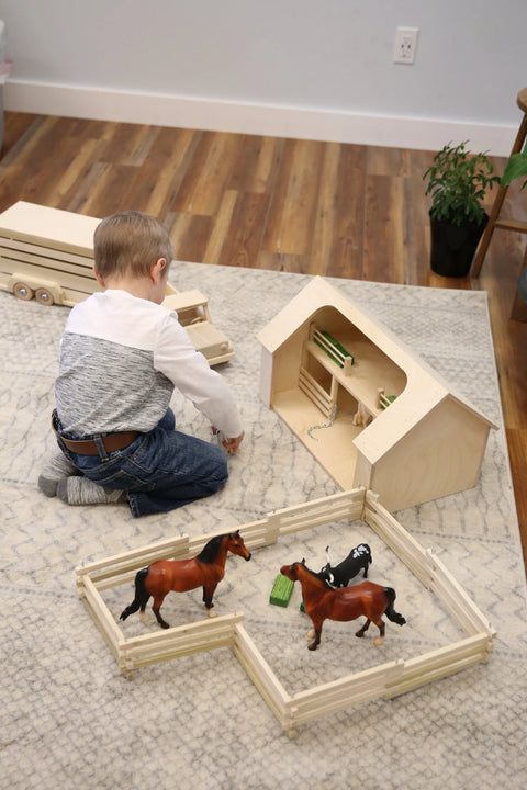 Amish-Made Wooden Folding Corral Fence for Kids 6 Ft Long with 10 Panels – Handmade Toy Fence | Made in USA Amish Toy Box  Toy