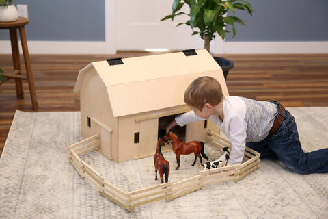 Amish-Made Wooden Folding Corral Fence for Kids 6 Ft Long with 10 Panels – Handmade Toy Fence | Made in USA Amish Toy Box  Toy