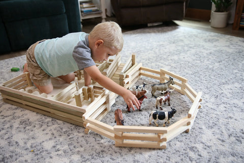 Amish-Made Wooden Folding Toy Corral Fence 68 Inch Long – Safe Kids Farm Play | Made in USA Amish Toy Box  Toy