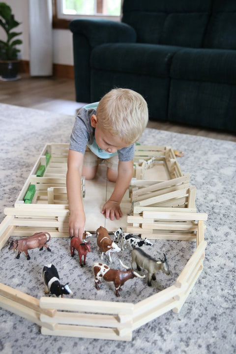 Amish-Made Wooden Folding Toy Corral Fence 68 Inch Long – Safe Kids Farm Play | Made in USA Amish Toy Box  Toy