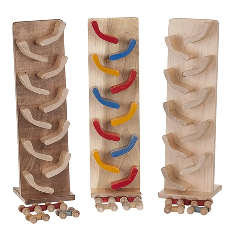 Amish-Made Wooden Mini Car Roller Toy 16 Inch – Solid Wood Kids Playset with 3 Cars | Made in USA Amish Toy Box  Toy