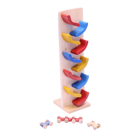 Amish-Made Wooden Mini Car Roller Toy 16 Inch – Solid Wood Kids Playset with 3 Cars | Made in USA Amish Toy Box  Toy