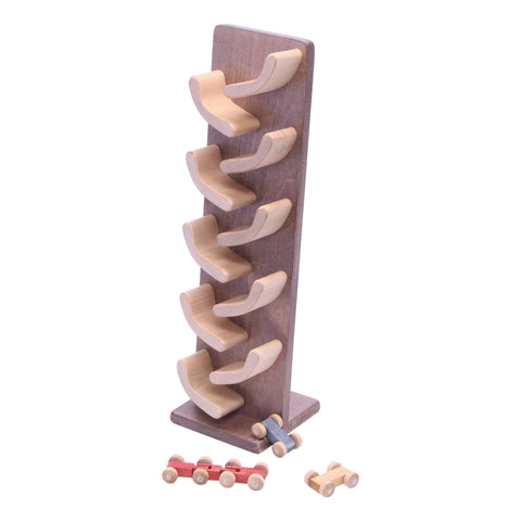 Amish-Made Wooden Mini Car Roller Toy 16 Inch – Solid Wood Kids Playset with 3 Cars | Made in USA Amish Toy Box  Toy