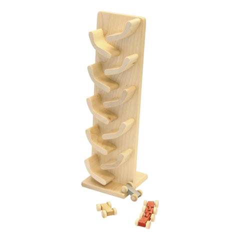 Amish-Made Wooden Mini Car Roller Toy 16 Inch – Solid Wood Kids Playset with 3 Cars | Made in USA Amish Toy Box  Toy