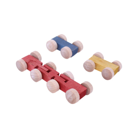Amish-Made Wooden Mini Car Roller Toy 16 Inch – Solid Wood Kids Playset with 3 Cars | Made in USA Amish Toy Box  Toy