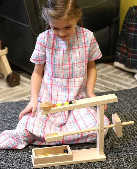 Amish Wooden Marble Roller Educational Toy – Maple Walnut Handcrafted | Made in USA Amish Toy Box  Wooden Toys,Marble and Ball Rollers