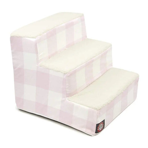 Anderson Check 3-Step Pet Stairs – Soft Cushioned Steps – Made in USA Majestic Pet