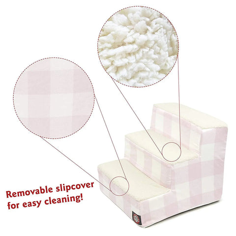 Anderson Check 3-Step Pet Stairs – Soft Cushioned Steps – Made in USA Majestic Pet