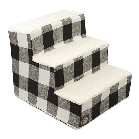 Anderson Check 3-Step Pet Stairs – Soft Cushioned Steps – Made in USA Majestic Pet