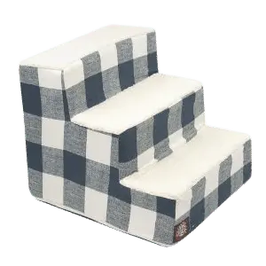 Anderson Check 3-Step Pet Stairs – Soft Cushioned Steps – Made in USA Majestic Pet