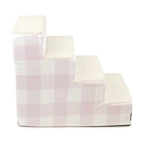 Anderson Check 4-Step Pet Stairs – Soft Slipcover Support for Aging Pets | Made in USA Majestic Pet
