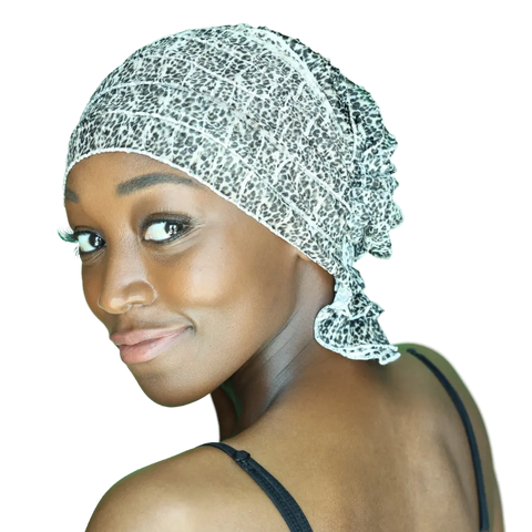 Animal Print Chemo Beanie Scarf – Slip-On Ruffle Design | Made in USA – Gina Chemo Beanies®  B2Customer