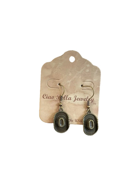 Antique Gold Cowboy Hat Charm Earrings - Western Chic Jewelry Michelle Marie Boutique  Earrings