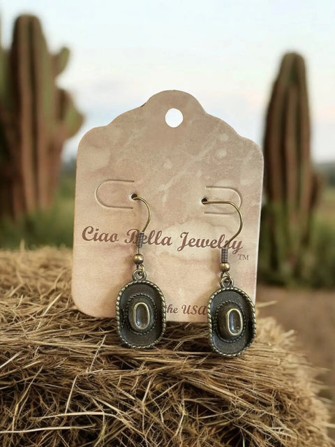 Antique Gold Cowboy Hat Charm Earrings – Lightweight Western Chic Jewelry | Made in USA Michelle Marie Boutique  Earrings