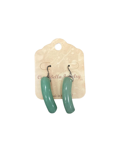 Antique Silver Dangle Earrings With Curved Aventurine Gemstones – Handmade Jewelry | Made in USA Michelle Marie Boutique  Earrings