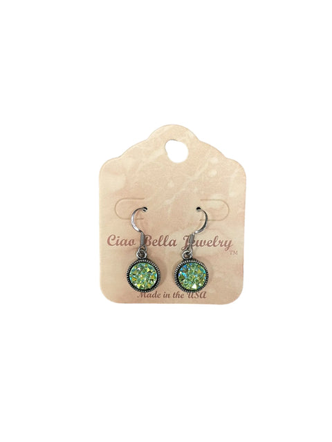 Antique Silver Druzy Dangle Earrings – Handcrafted Sparkling Resin Jewelry | Made in USA Michelle Marie Boutique  Earrings