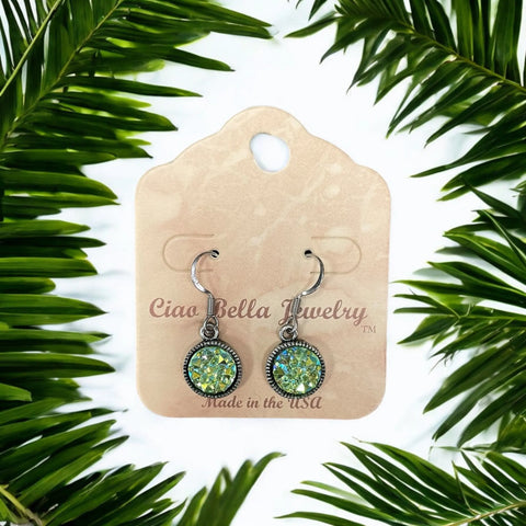 Antique Silver Druzy Dangle Earrings – Handcrafted Sparkling Resin Jewelry | Made in USA Michelle Marie Boutique  Earrings