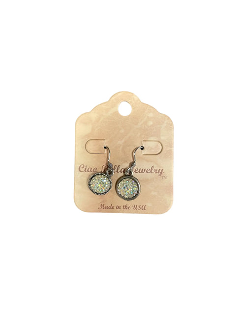 Antique Silver Druzy Dangle Earrings – Handcrafted Sparkling Resin Jewelry | Made in USA Michelle Marie Boutique  Earrings