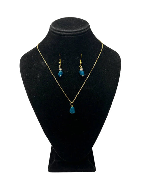 Apatite Gemstone Necklace and Earrings Set – Durable Gold Plated Jewelry | Made in USA Luxury Gift Michelle Marie Boutique  Necklace
