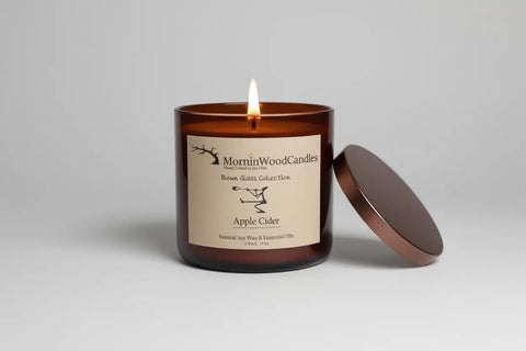 Apple Cider-Soy 3-Wick Blown Glass Collection MorninWood Candles  Candles