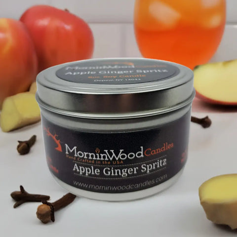 Apple Ginger Spritz 7oz Soy Tin Candle – Hand-Poured Home Fragrance | MorninWood Candles Made in USA MorninWood Candles  Candles