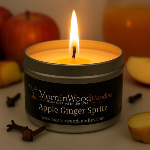 Apple Ginger Spritz 7oz Soy Tin Candle – Hand-Poured Home Fragrance | MorninWood Candles Made in USA MorninWood Candles  Candles