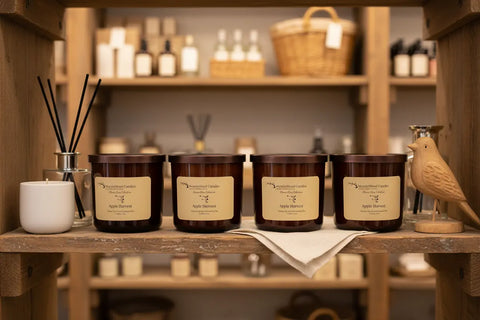 Apple Harvest-Soy 3-Wick Blown Glass Collection MorninWood Candles  3 Wick Candle