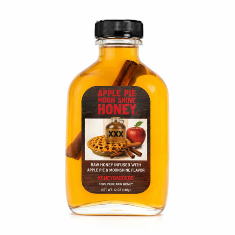 Apple Pie Moonshine Honey 100ml Glass Flask – Raw Cinnamon Spice Blend | Made in USA Brooksville FL Honey Badgers Bee Farm  Honey