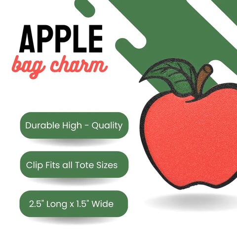 Chatelet Manufacturing FRESHe Baglets Apple Teacher Charm—decorative and durable charm for tote bags, fits Bogg Bags, Simply Southern, and more. Measures 2.5 x 1.5, with a secure clip—great accessory or teacher gift!.