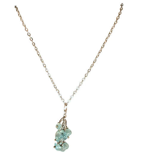Aqua Teardrop Crystal Cluster Necklace Silver Plated Brass Chain – Elegant Jewelry Gift | Made in USA Michelle Marie Boutique  Necklace