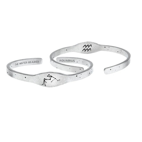 Aquarius Zodiac Cuff Bracelet – Recycled Pewter Astrological Jewelry | Made in USA Whitney Howard Designs  Zodiac Cuffs