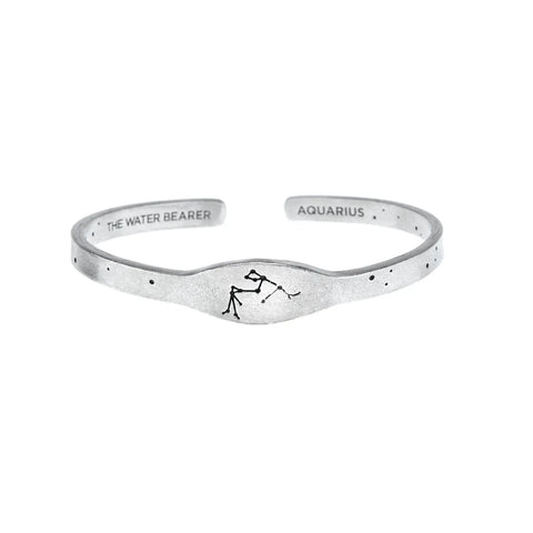Aquarius Zodiac Cuff Bracelet – Recycled Pewter Astrological Jewelry | Made in USA Whitney Howard Designs  Zodiac Cuffs