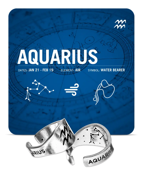 Aquarius Zodiac Ring – Recycled Lead-Free Pewter – Constellation Engraving | Made in USA Whitney Howard Designs  Zodiac Rings