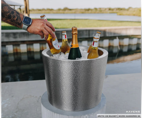 Arctic Stainless Steel Ice Bucket – Custom Beverage Cooler | Made in USA Havens | Luxury Metals  Drinkware > Stainless