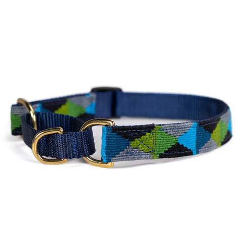 Argyle Pattern Martingale Dog Collar – Durable Handwoven Fabric with Brass Hardware | Made in USA Auburn Leathercrafters  item