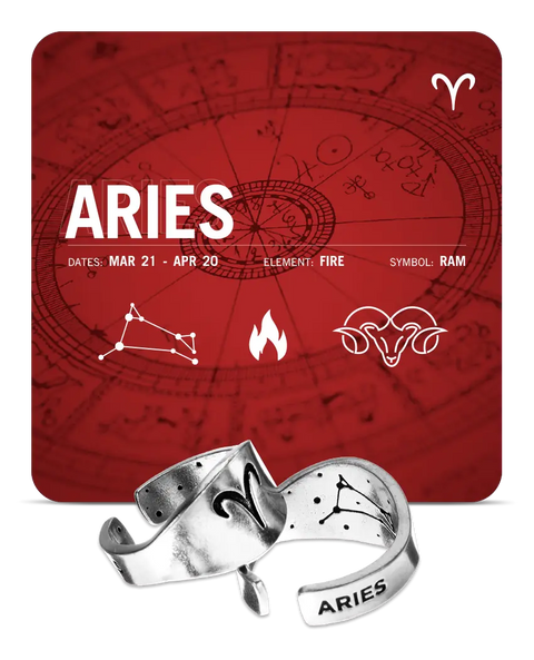 Aries Zodiac Ring – Recycled Pewter Astrology Jewelry | Made in USA Artisan Gift Whitney Howard Designs  Zodiac Rings