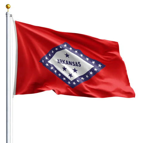 Arkansas State Flag 3x5 Ft – Durable Outdoor Nylon Fabric with UV-Resistant SolarGuard Dyes | Made in USA Freedom Flag and Pole 