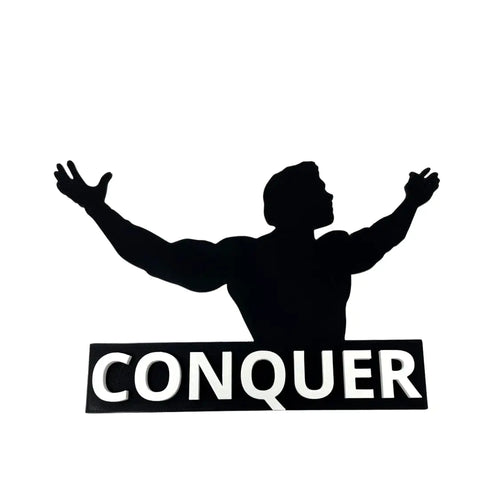 Arnold Conquer Motivational Gym Sign 10 Inch Wide | Made In USA Chatelet Manufacturing 