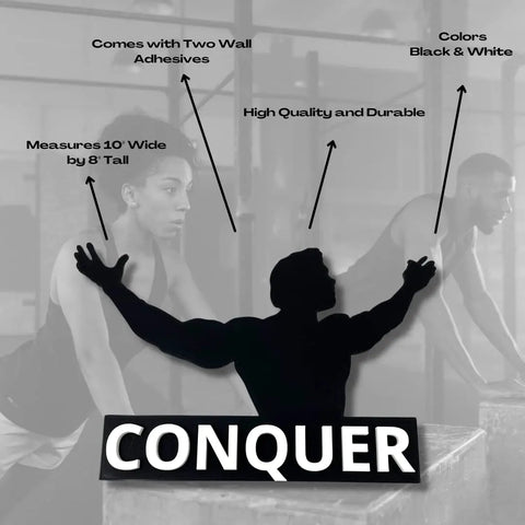 Arnold Conquer Motivational Gym Sign 10 Inch Wide | Made In USA Chatelet Manufacturing 