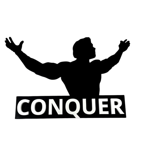Arnold Conquer Motivational Gym Sign 10 Inch Wide | Made In USA Chatelet Manufacturing 