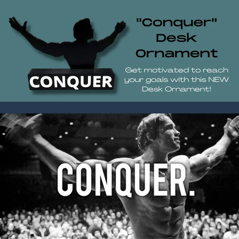 Arnold Schwarzenegger Conquer Desk Ornament – Motivational Decor | Made in USA Chatelet Manufacturing 