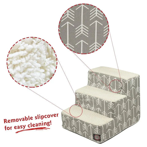 Arrow 3-Step Plush Pet Stairs – Soft Mobility Aid for Senior Dogs and Cats | Made in USA Majestic Pet