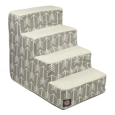 Arrow 4-Step Pet Stairs – Soft Cushioned Dog and Cat Ramp | Made in USA Majestic Pet