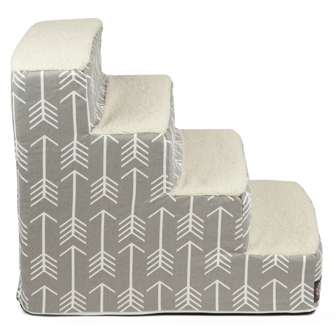 Arrow 4-Step Pet Stairs – Soft Cushioned Dog and Cat Ramp | Made in USA Majestic Pet
