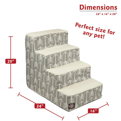 Arrow 4-Step Pet Stairs – Soft Cushioned Dog and Cat Ramp | Made in USA Majestic Pet