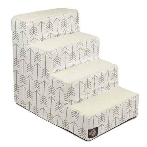 Arrow 4-Step Pet Stairs – Soft Cushioned Dog and Cat Ramp | Made in USA Majestic Pet