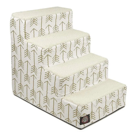 Arrow 4-Step Pet Stairs – Soft Cushioned Dog and Cat Ramp | Made in USA Majestic Pet